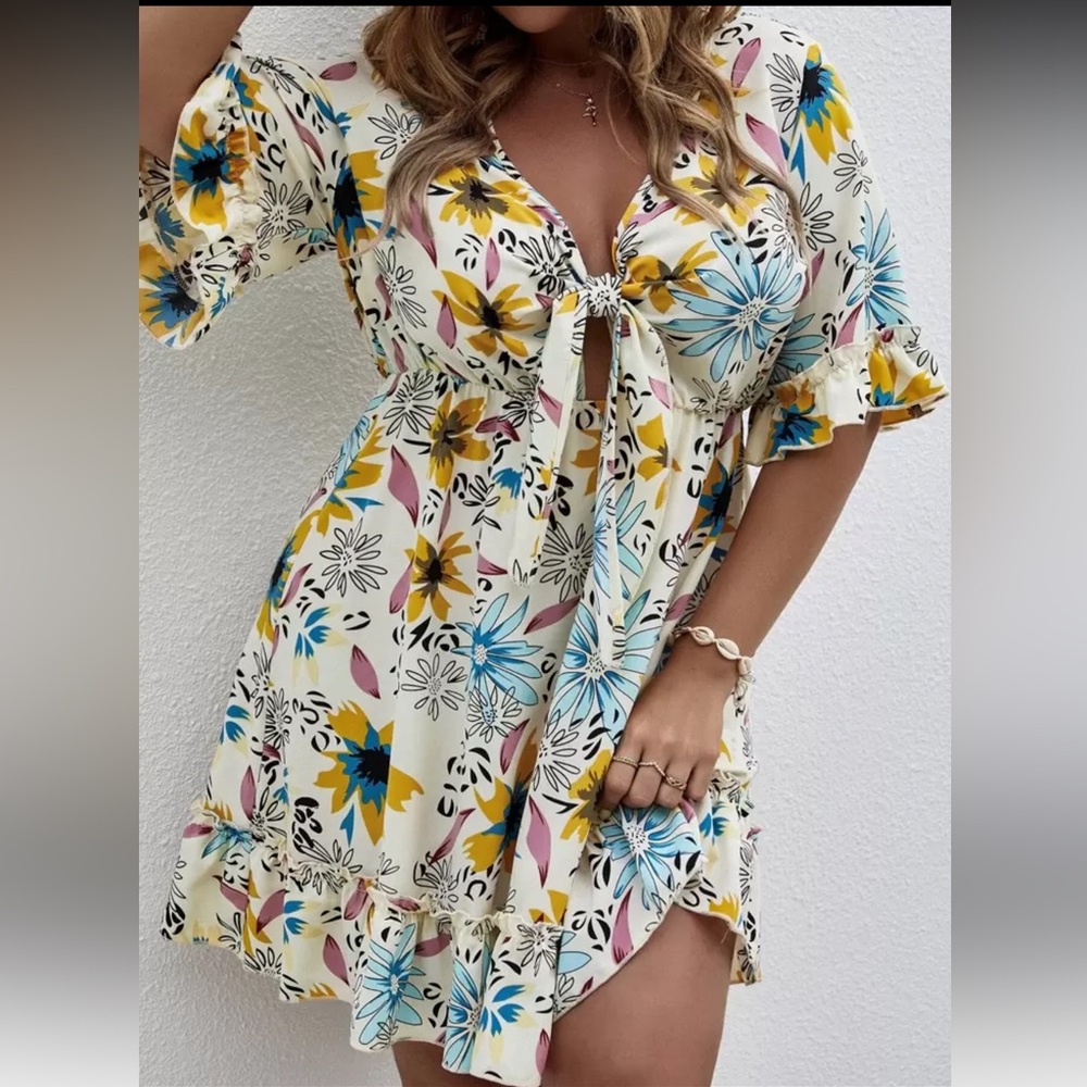 Floral Tie-Front Dress